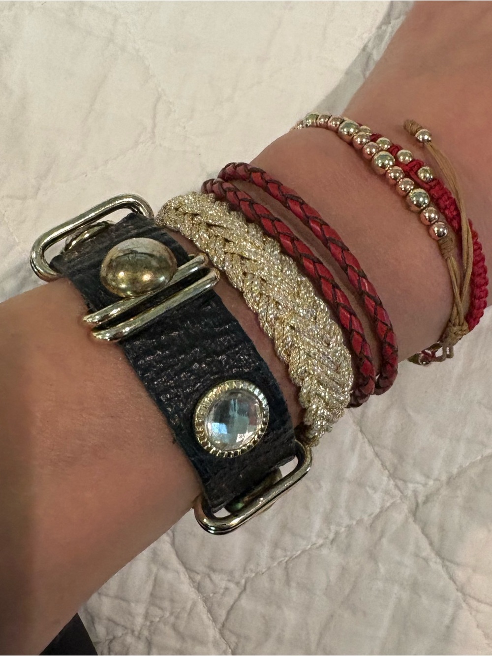 King Star Black Leather Bracelet